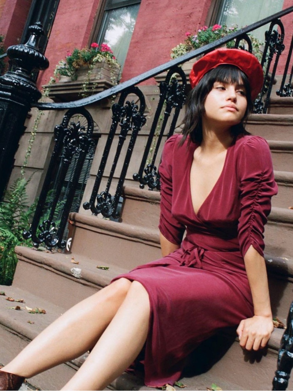 RARE Lily Ashwell bias cut silk burgundy dress S M